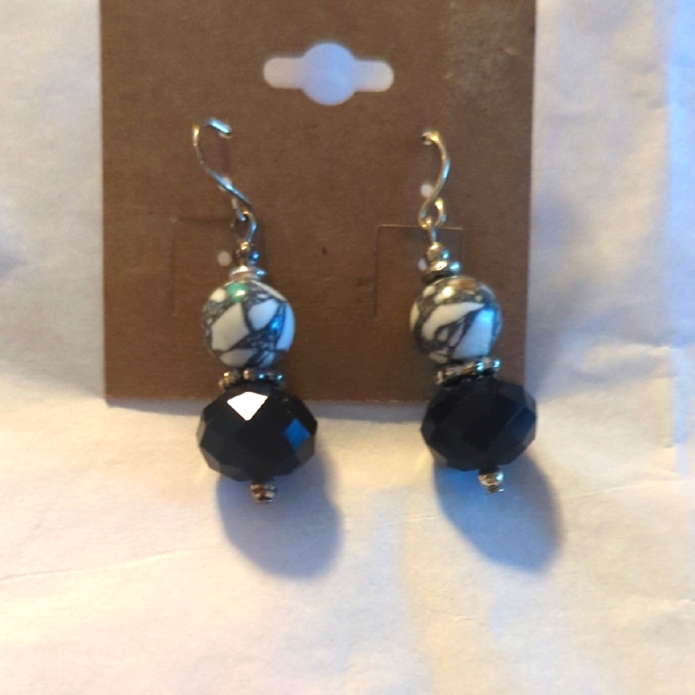 Elegant Black and White Earrings.  SS I Think New. Never Worn.Sale